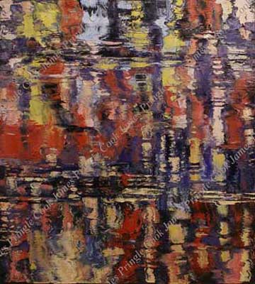 James Pringle Cook oil painting of colorful reflections in water