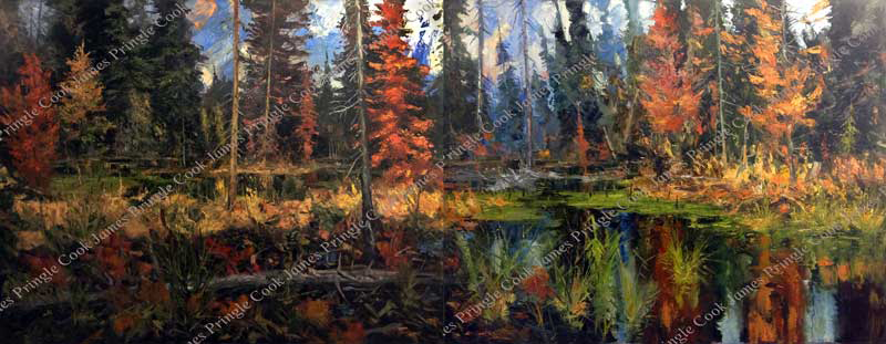 James Pringle Cook oil painting of dark pool of water